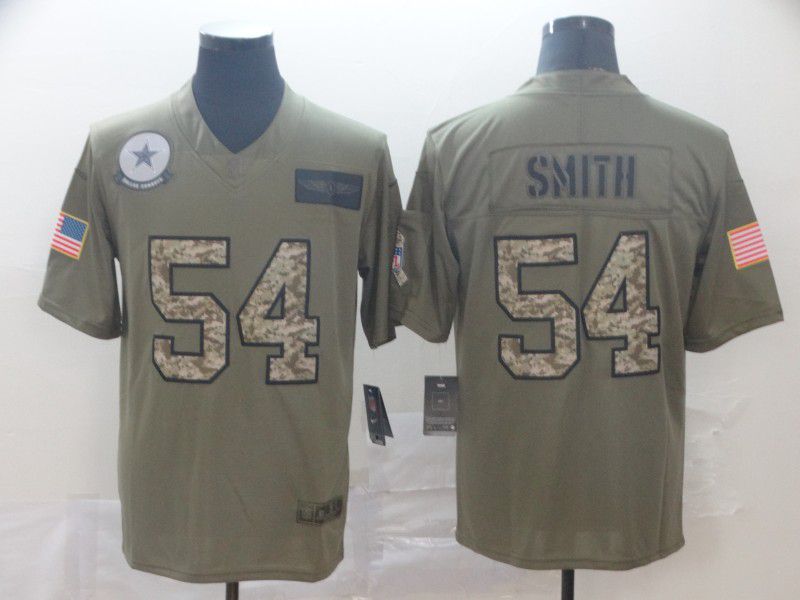 Men Dallas cowboys #54 Smith Nike 2019 Olive Camo Salute to Service Limited NFL Jerseys->dallas cowboys->NFL Jersey